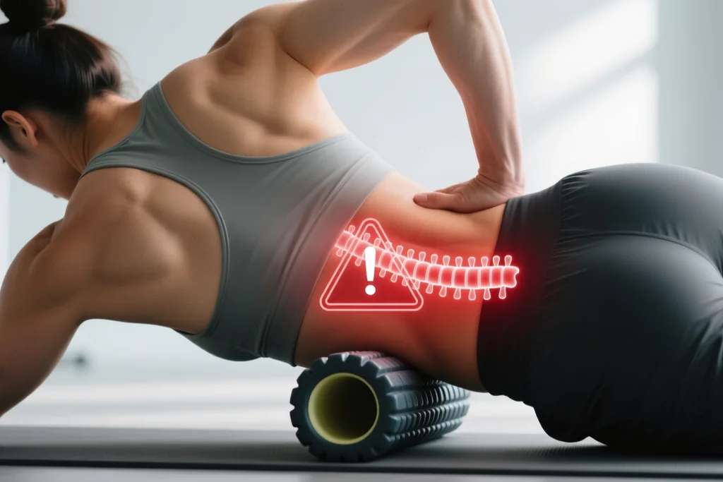 Incorrect foam rolling technique over the lower back
